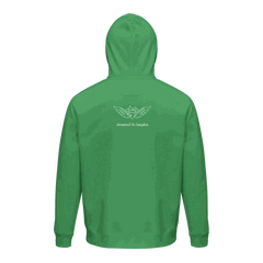 Green unisex organic hoodie with "Dream It. DO IT. Achieve It." motivational design on back